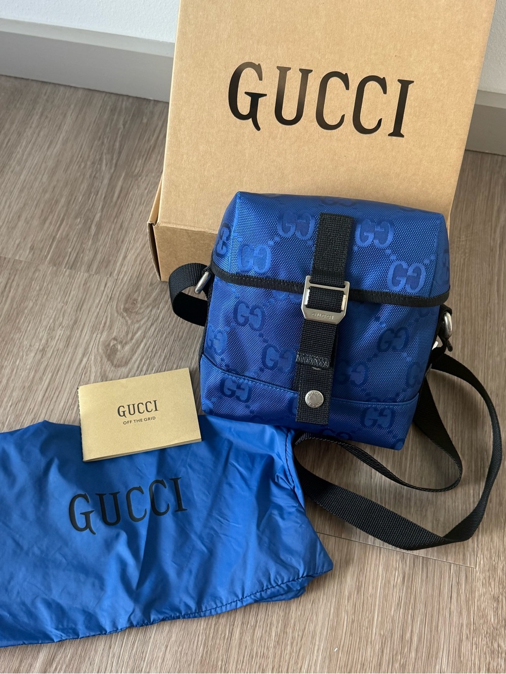 NEW Gucci GG Blue Monogram Crossbody Bag
